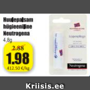 Allahindlus - Huulepalsam hügieeniline Neutrogena 4,8 g