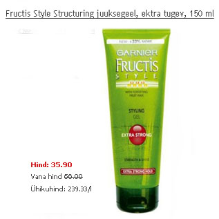 Allahindlus - Fructis Style Structuring juuksegeel, ekstra tugev