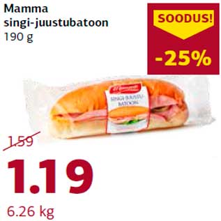 Allahindlus - Mamma singi-juustubatoon 190 g