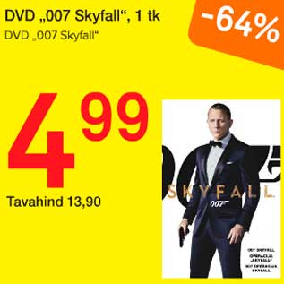 Allahindlus - DVD "007 Skyfall", 1 tk