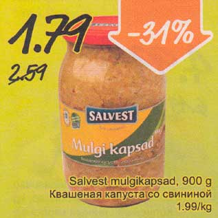 Allahindlus - Salvest mulgikapsas, 900 g