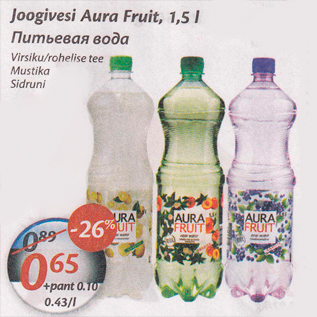 Allahindlus - Joogivesi Aura Fruit, 1,5 l