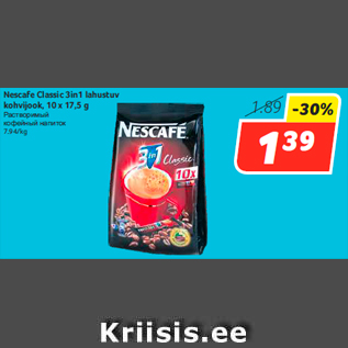 Allahindlus - Nescafe Classi 3in1 lahustuv kohvijook