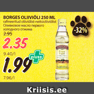 Allahindlus - BORGES OLIIVIÕLI 250 ML