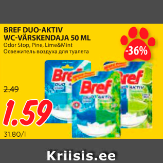 Allahindlus - BREF DUO-AKTIV WC-VÄRSKENDAJA 50 ML