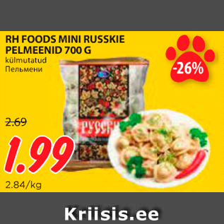 Allahindlus - RH FOODS MINI RUSSKIE PELMEENID 700 G