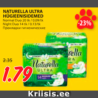 Allahindlus - NATURELLA ULTRA HÜGIEENISIDEMED