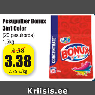 Allahindlus - Pesupulber Bonux 3in1 Color