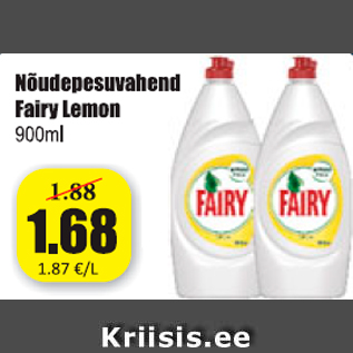 Allahindlus - Nõudepesuvahend Fairy Lemon 900 ml