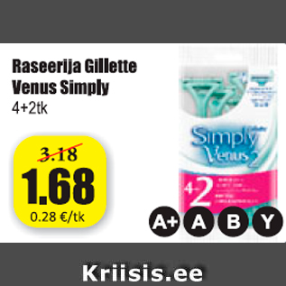 Allahindlus - Raseerija Gillette Venus Simply