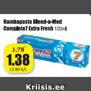 Allahindlus - Hambapasta Blend-a-Med Complete7 Extra Fresh 100 ml