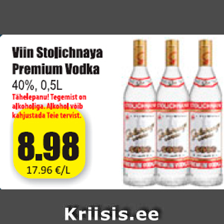 Allahindlus - Viin Stolichnaya Premium Vodka