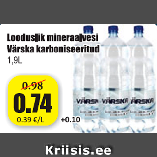 Allahindlus - Looduslik mineraalvesi Värska karboniseeritud 1,9 l