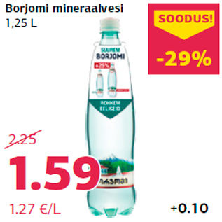 Allahindlus - Borjomi mineraalvesi 1,25 L