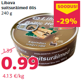 Allahindlus - Libava suitsuräimed õlis 240 g