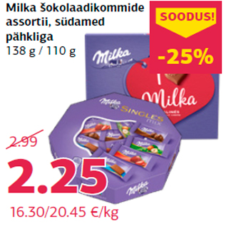 Allahindlus - Milka šokolaadikommide assortii, südamed pähkliga