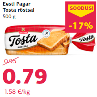 Allahindlus - Eesti Pagar Tosta röstsai 500 g