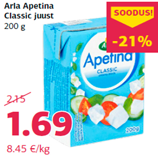 Allahindlus - Arla Apetina Classic juust 200 g