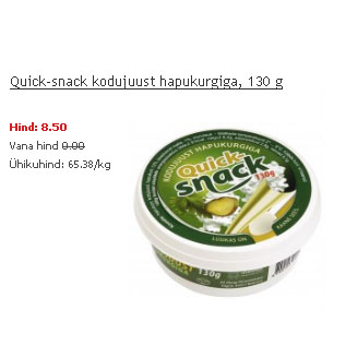 Allahindlus - Quick-snack kodujuust hapukurgiga