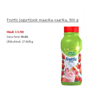 Allahindlus - Fruttis jogurtijook maasika-vaarika