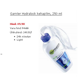 Allahindlus - Garnier Hydralock kehapiim