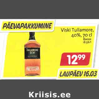 Allahindlus - Viski Tullamore, 40%,70 сl