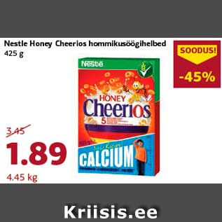 Allahindlus - Nestle Honey Cheerios hommikusöögihelbed 425 g