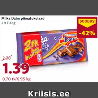 Allahindlus - Milka Daim piimašokolaad