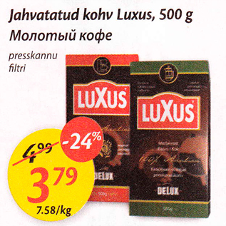 Allahindlus - Jahvatatud kohv Luxus, 500 g