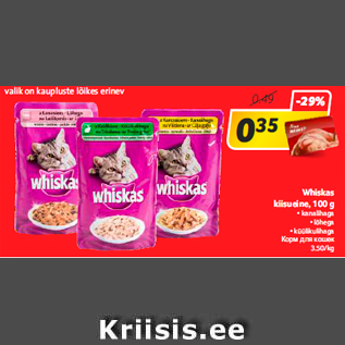 Allahindlus - Whiskas kiisueine, 100 g • kanalihaga • lõhega • küülikulihaga