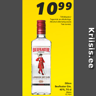 Allahindlus - Džinn Beefeater Gin