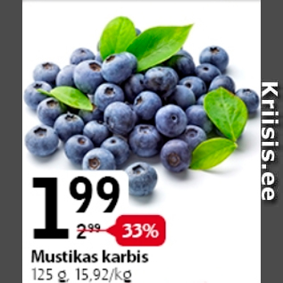 Allahindlus - Mustikas karbis, 125 g