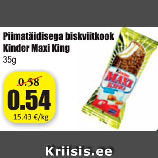 Allahindlus - Piimatäidisega biskviitkook Kinder Maxi King 35 g