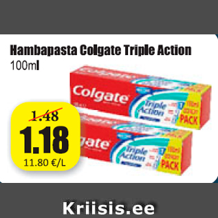 Allahindlus - Hambapasta Colgate Triple Action 100 ml