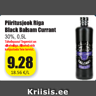 Allahindlus - Piiritusjook Riga Black Balsam Currant