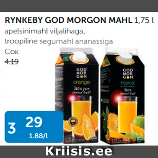 Allahindlus - RYNKEBY GOD MORGON MAHL 1,75 L