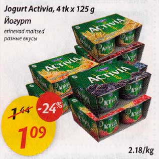 Allahindlus - Jogurt Activia, 4tk x 125g, erinevad maitsed