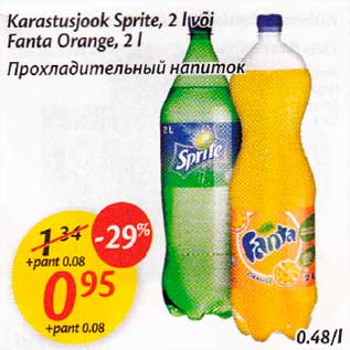 Allahindlus - Karastusjook Sprite, 2l või Fanta Orange, 2l