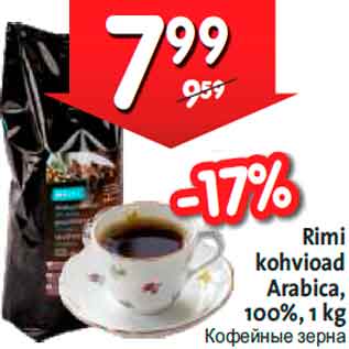 Allahindlus - Rimi kohvioad Arabica, 100%, 1 kg