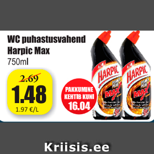 Allahindlus - WC puhastusvahend Harpic Max, 750 ml