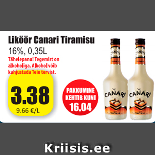 Allahindlus - Liköör Canari Tiramisu