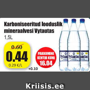 Allahindlus - Karboniseeritud looduslik mineraalvesi Vytautas, 1,5 l