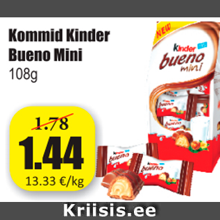 Allahindlus - Kommid Kinder Bueno Mini 108 g