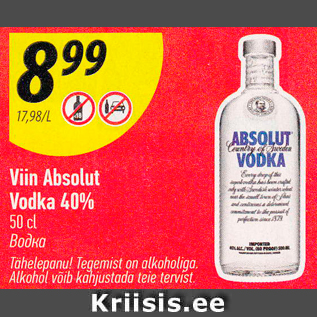 Allahindlus - Viin Absolut Vodka