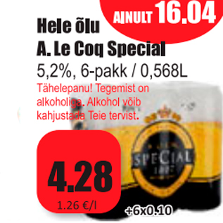 Allahindlus - Hele õlu A.Le Coq Special