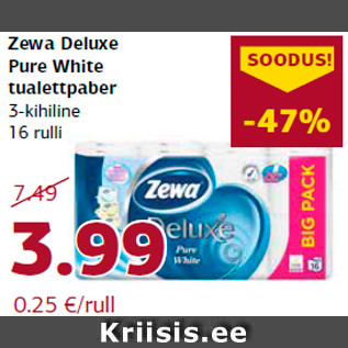 Allahindlus - Zewa Deluxe Pure White tualettpaber