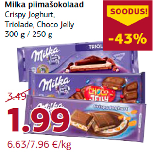 Allahindlus - Milka piimašokolaad