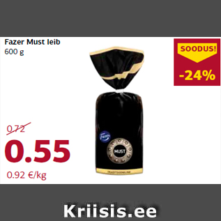 Allahindlus - Fazer Must leib 600 g