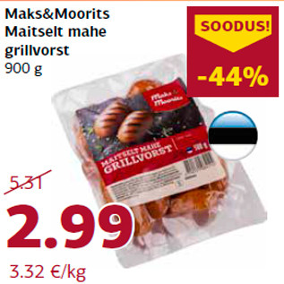 Allahindlus - Maks&Moorits Maitselt mahe grillvorst 900 g