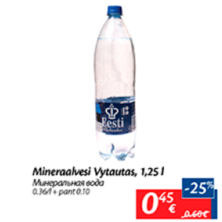 Allahindlus - Mineraalvesi Vytautas, 1,25 l